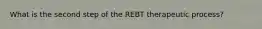 What is the second step of the REBT therapeutic process?