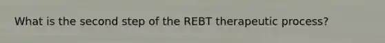 What is the second step of the REBT therapeutic process?