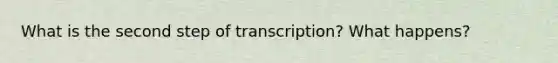 What is the second step of transcription? What happens?