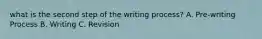 what is the second step of the writing process? A. Pre-writing Process B. Writing C. Revision