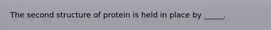 The second structure of protein is held in place by _____.