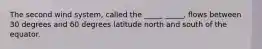 The second wind system, called the _____ _____, flows between 30 degrees and 60 degrees latitude north and south of the equator.