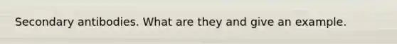 Secondary antibodies. What are they and give an example.