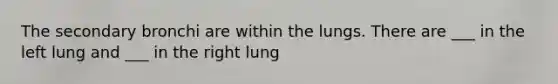 The secondary bronchi are within the lungs. There are ___ in the left lung and ___ in the right lung