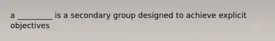 a _________ is a secondary group designed to achieve explicit objectives