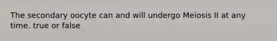 The secondary oocyte can and will undergo Meiosis II at any time. true or false