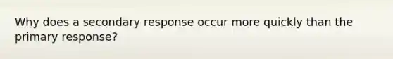 Why does a secondary response occur more quickly than the primary response?