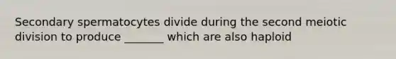 Secondary spermatocytes divide during the second meiotic division to produce _______ which are also haploid