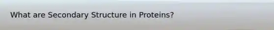 What are Secondary Structure in Proteins?