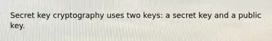 Secret key cryptography uses two keys: a secret key and a public key.