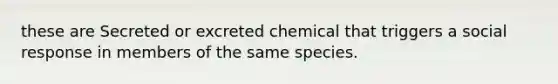 these are Secreted or excreted chemical that triggers a social response in members of the same species.