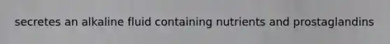 secretes an alkaline fluid containing nutrients and prostaglandins