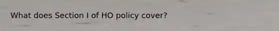 What does Section I of HO policy cover?