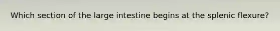 Which section of the large intestine begins at the splenic flexure?