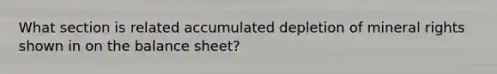 What section is related accumulated depletion of mineral rights shown in on the balance sheet?