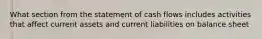 What section from the statement of cash flows includes activities that affect current assets and current liabilities on balance sheet