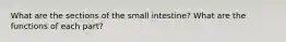 What are the sections of the small intestine? What are the functions of each part?