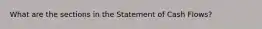 What are the sections in the Statement of Cash Flows?