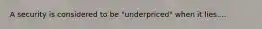 A security is considered to be "underpriced" when it lies....