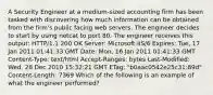 A Security Engineer at a medium-sized accounting firm has been tasked with discovering how much information can be obtained from the firm's public facing web servers. The engineer decides to start by using netcat to port 80. The engineer receives this output: HTTP/1.1 200 OK Server: Microsoft-IIS/6 Expires: Tue, 17 Jan 2011 01:41:33 GMT Date: Mon, 16 Jan 2011 01:41:33 GMT Content-Type: text/html Accept-Ranges: bytes Last-Modified: Wed, 28 Dec 2010 15:32:21 GMT ETag: "b0aac0542e25c31:89d" Content-Length: 7369 Which of the following is an example of what the engineer performed?