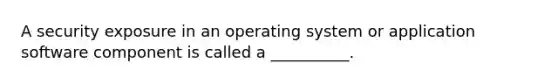 A security exposure in an operating system or application software component is called a __________.