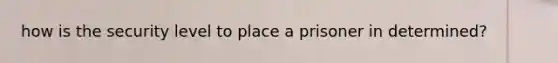 how is the security level to place a prisoner in determined?