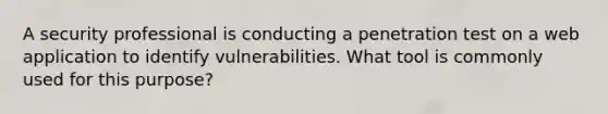 A security professional is conducting a penetration test on a web application to identify vulnerabilities. What tool is commonly used for this purpose?