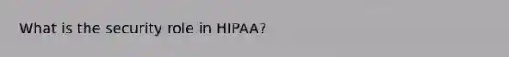 What is the security role in HIPAA?