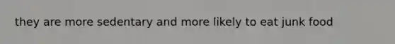 they are more sedentary and more likely to eat junk food