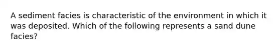 A sediment facies is characteristic of the environment in which it was deposited. Which of the following represents a sand dune facies?