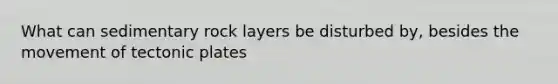 What can sedimentary rock layers be disturbed by, besides the movement of tectonic plates