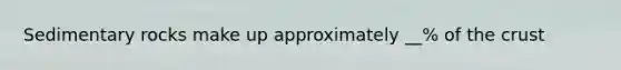 Sedimentary rocks make up approximately __% of the crust