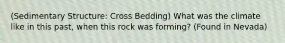 (Sedimentary Structure: Cross Bedding) What was the climate like in this past, when this rock was forming? (Found in Nevada)