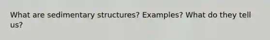 What are sedimentary structures? Examples? What do they tell us?