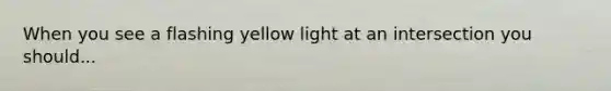 When you see a flashing yellow light at an intersection you should...