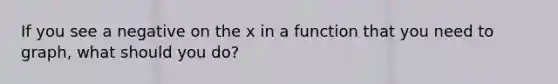 If you see a negative on the x in a function that you need to graph, what should you do?