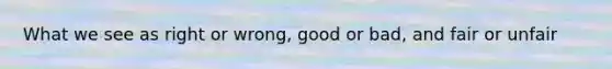 What we see as right or wrong, good or bad, and fair or unfair