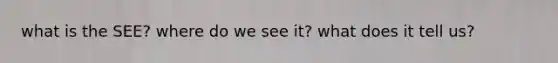 what is the SEE? where do we see it? what does it tell us?