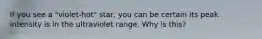 If you see a "violet-hot" star, you can be certain its peak intensity is in the ultraviolet range. Why is this?
