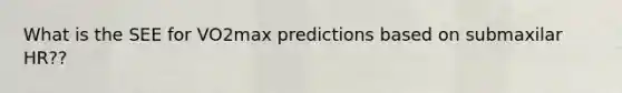 What is the SEE for VO2max predictions based on submaxilar HR??