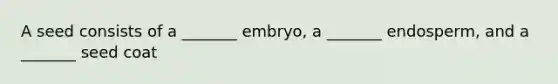 A seed consists of a _______ embryo, a _______ endosperm, and a _______ seed coat