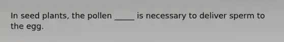 In seed plants, the pollen _____ is necessary to deliver sperm to the egg.