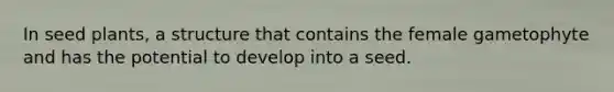 In seed plants, a structure that contains the female gametophyte and has the potential to develop into a seed.