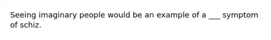 Seeing imaginary people would be an example of a ___ symptom of schiz.