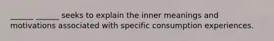 ______ ______ seeks to explain the inner meanings and motivations associated with specific consumption experiences.