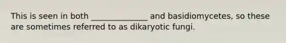 This is seen in both ______________ and basidiomycetes, so these are sometimes referred to as dikaryotic fungi.