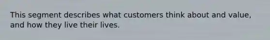 This segment describes what customers think about and value, and how they live their lives.