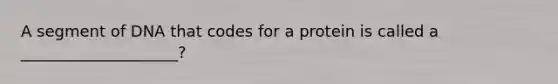 A segment of DNA that codes for a protein is called a ____________________?