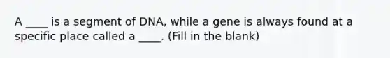 A ____ is a segment of DNA, while a gene is always found at a specific place called a ____. (Fill in the blank)