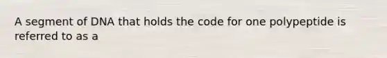 A segment of DNA that holds the code for one polypeptide is referred to as a